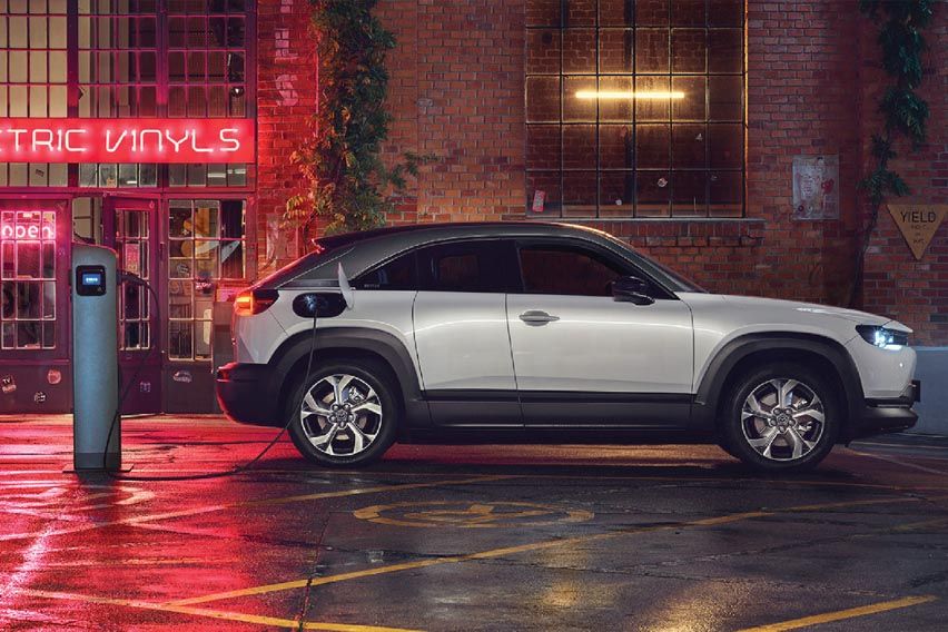 Fully-electric Mazda MX-30 charging