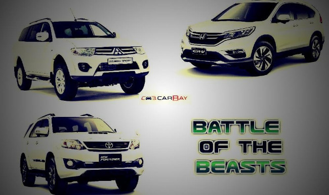 So sánh sức mạnh của những siêu phẩm: Toyota Fortuner và Honda CR-V cùng với Mitsubishi Pajero Sport