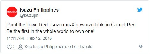 Isuzu Philippines Twitter Handle