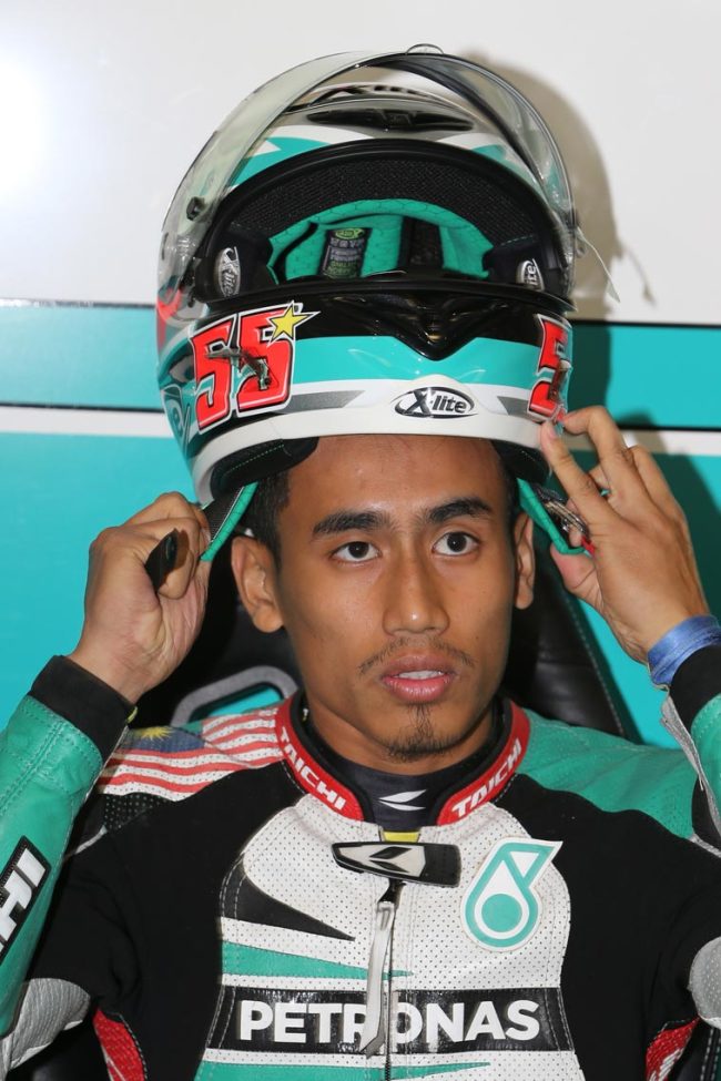 Hafizh Syah is steadily racking up points in Moto2 riding for Petronas Raceline Malaysia. Pictures from Brno track middle this year