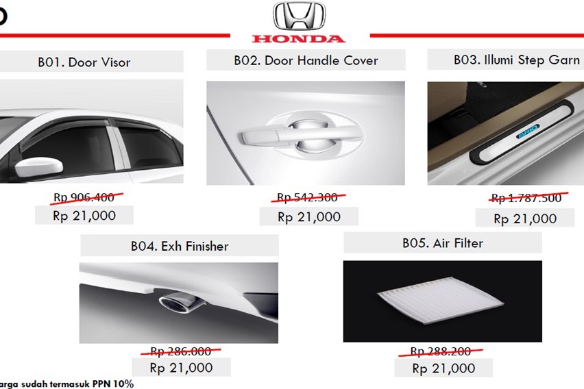 Honda Jual Aksesori Mulai Rp 21 Ribu
