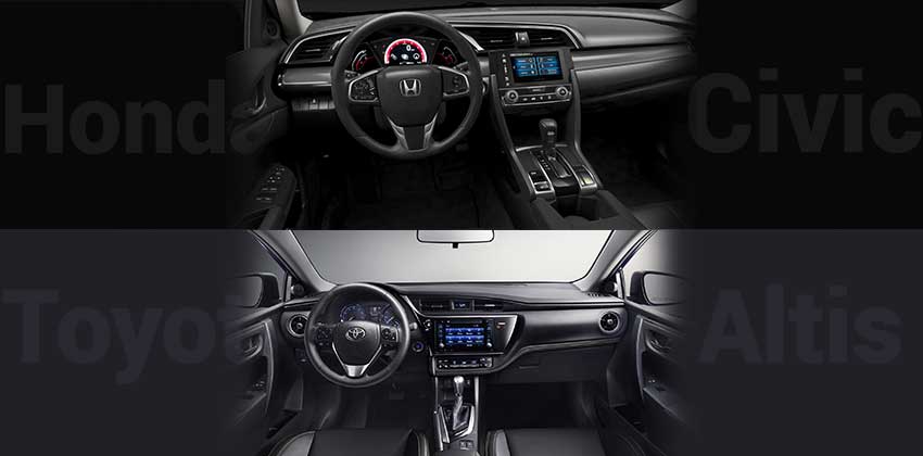 Honda Civic vs Toyota Corolla Altis dashboard