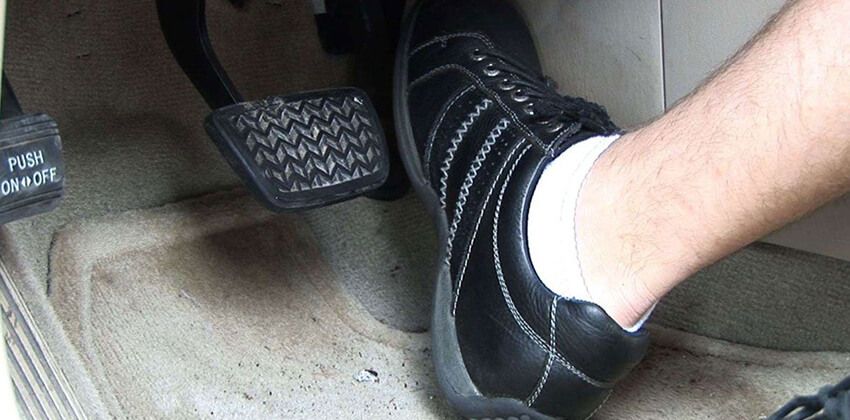 brake with left foot