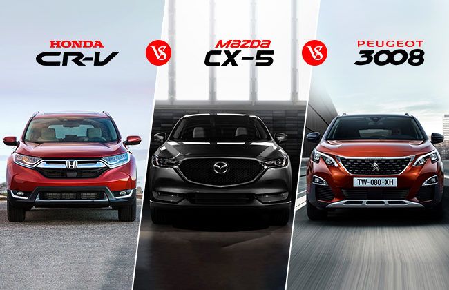 Honda CR-V vs Mazda CX-5 vs Peugeot 3008: Specification comparison Honda CR-V vs Mazda CX-5 vs Peugeot 3008: Specification comparison