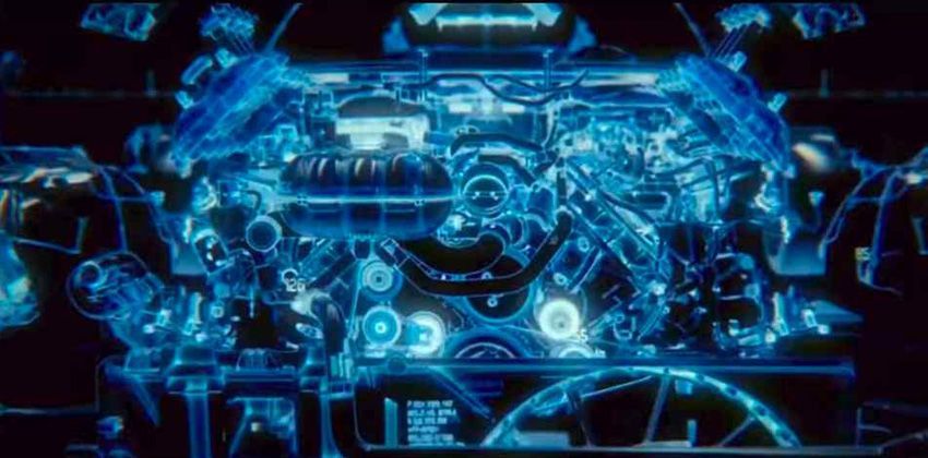 Ford Mustang Hybrid under hood setup