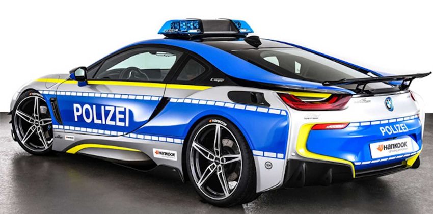 BMW i8 cop car concept rear angle image