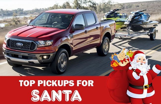 Instead of sleigh what if Santa Claus rides on pickup trucks
