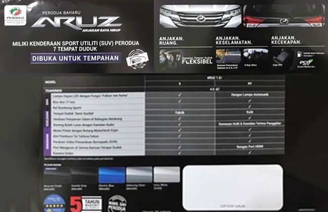 Perodua Aruz variant, engine, & color details out