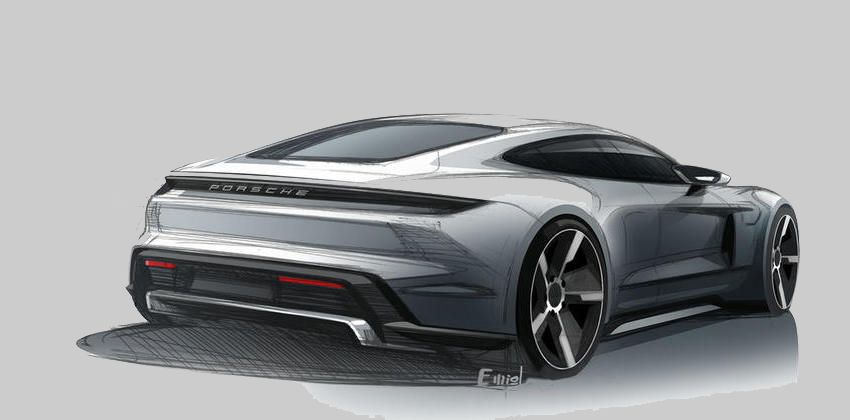 Porsche Taycan sketch - rear