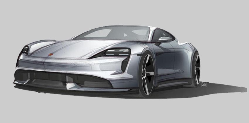 Porsche Taycan sketche - front