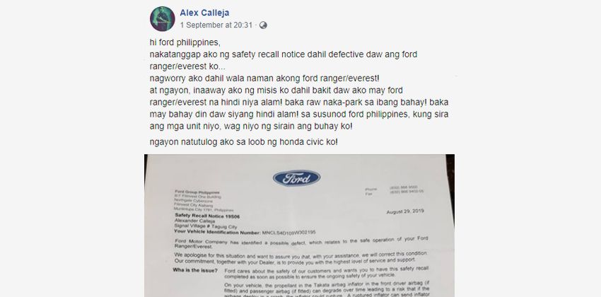 Alex Message To Ford