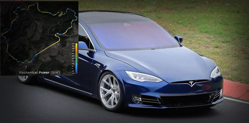 Tesla Model S at racing track