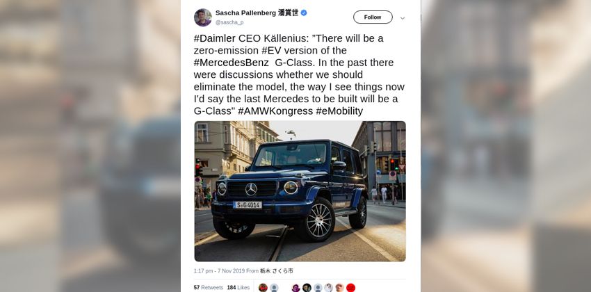 electric G-Class tweet