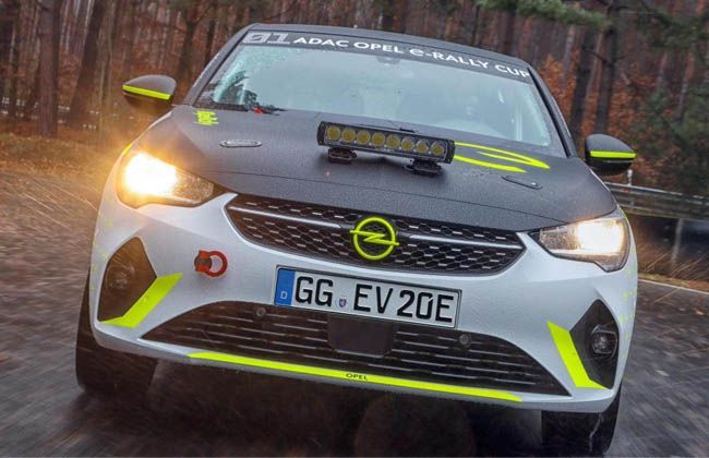 Opel has begun testing a rally variant of the new Corsa-e electric hatchback