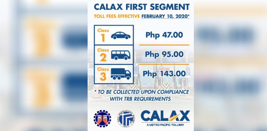 CALAX toll fees details
