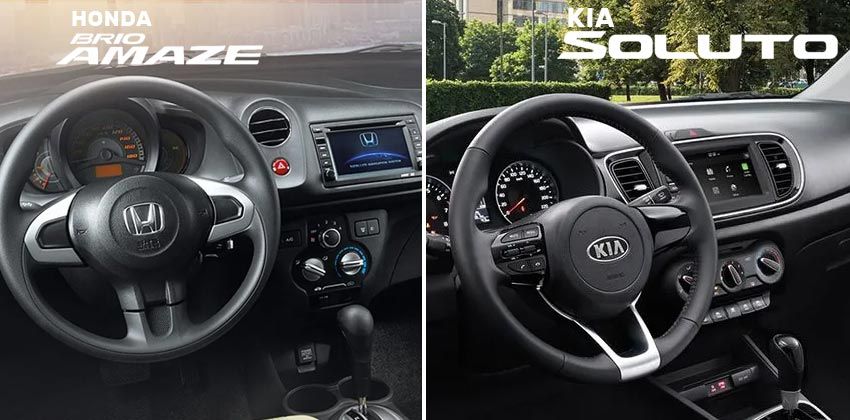 Honda Brio Amaze cabin vs Kia Soluto cabin