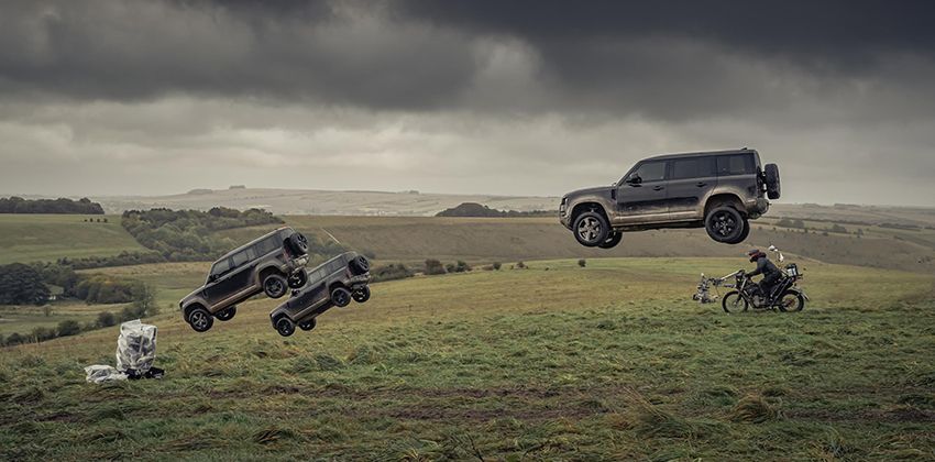 JLR Defender jumping photo