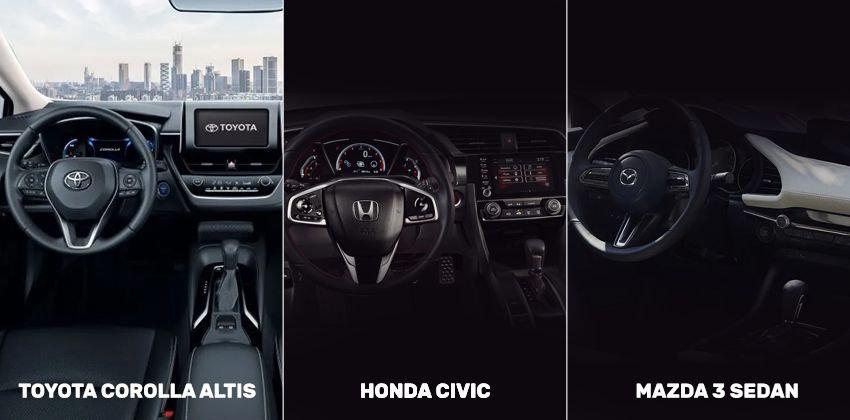 Toyota Corolla Altis vs Honda Civic vs Mazda 3 - Cabin