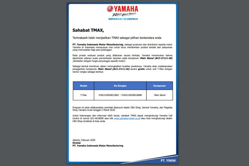 Yamaha TMax DX Recall 2020