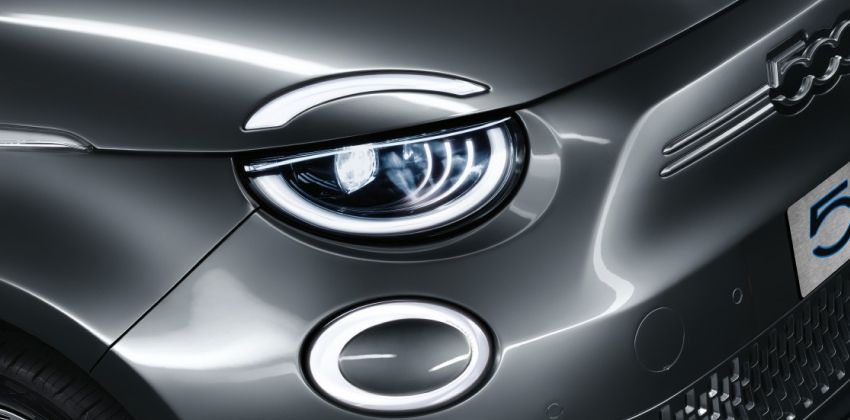 all-electric Fiat 500 headlight