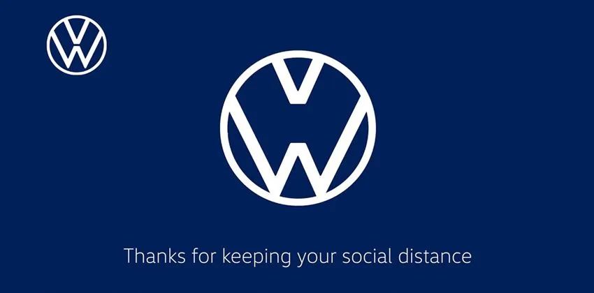 VW social distancing message