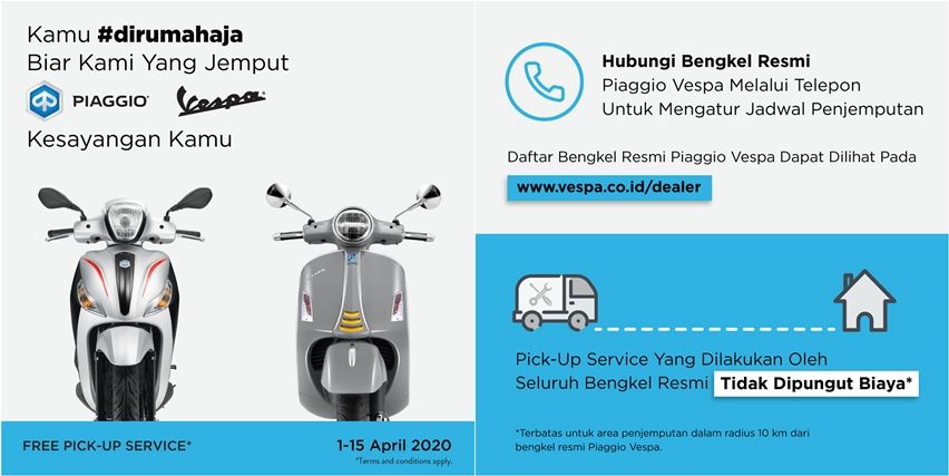 Piaggio dan Vespa gratis antar jemput servis