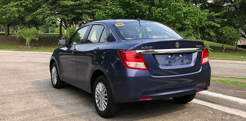 Suzuki Swift Dzire GL+ rear quarter 850 x 420