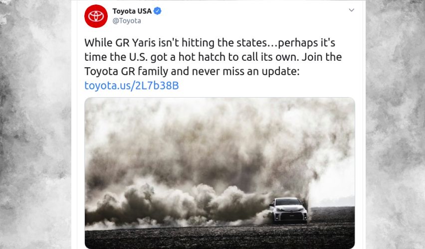 Toyota US Tweet: GR Corolla