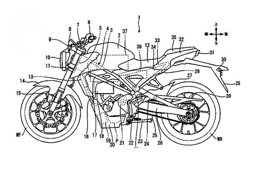 Gambar paten desain Honda sports elektrik