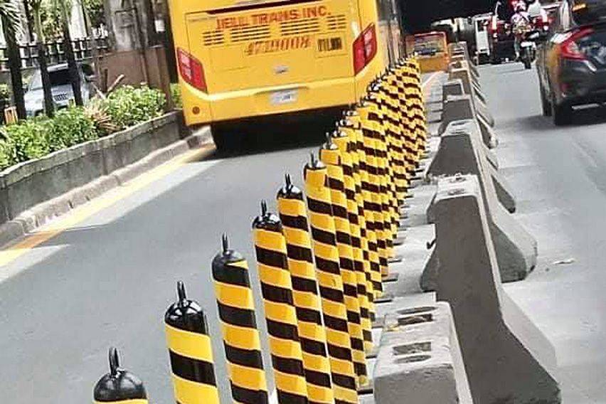 MMDA augments EDSA Busway's concrete barriers with steel bollards