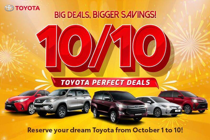 Save up to P220K on Toyota PH '10/10 Deals' this Oct.