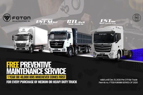 Foton PH offers free PMS for 1 year with truck purchase