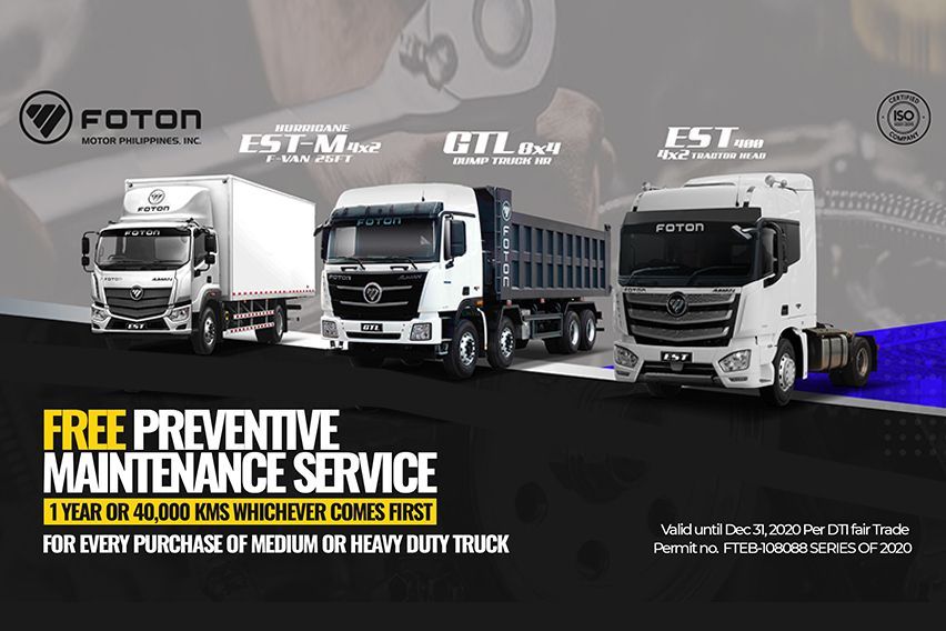 Foton PH offers free PMS for 1 year with truck purchase