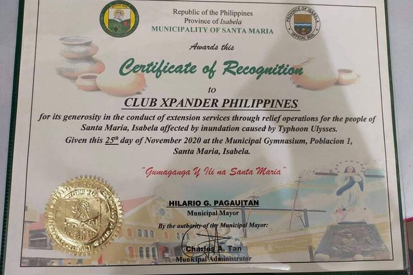 CXP Ulysses certificate