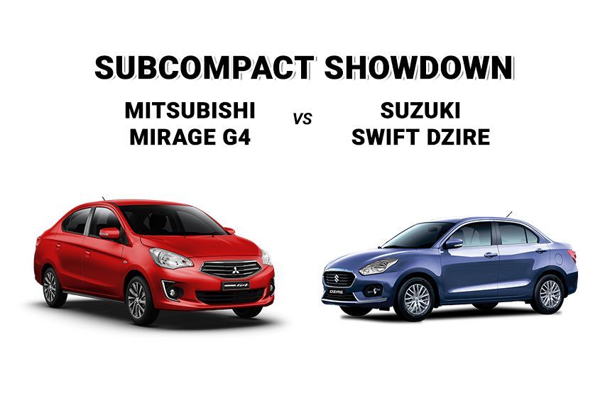Sedan spec comparison: Suzuki Swift Dzire vs. Mitsubishi Mirage G4
