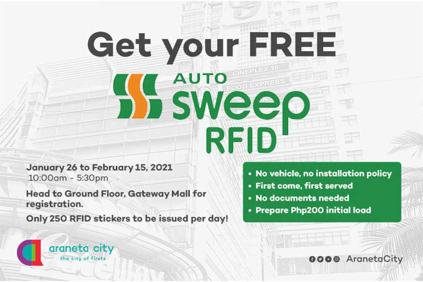 Araneta City extends AutoSweep RFID stickering program to Feb. 15