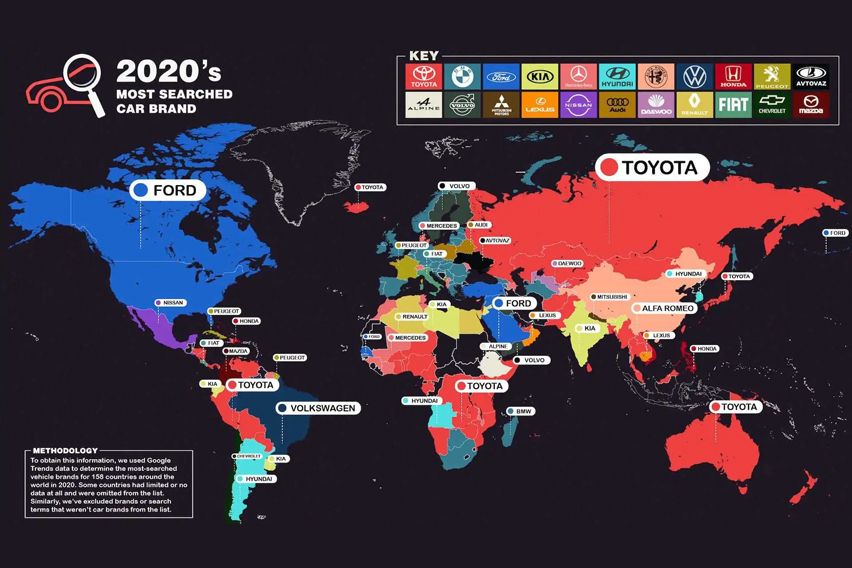 Toyota took the lead in the race of most searched car brands