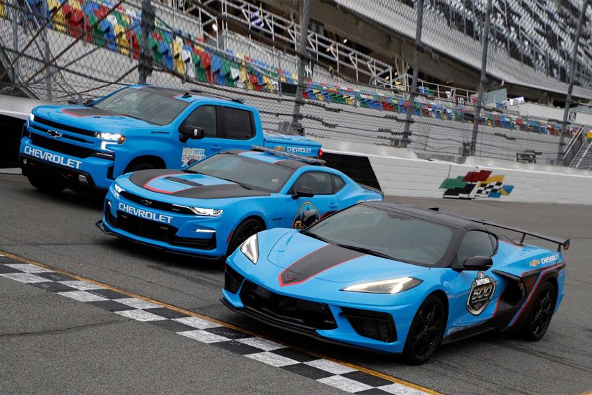 ilverado, Camaro, and Corvette in Rapid Blue