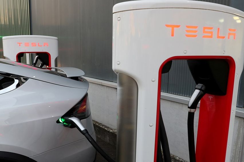 Tesla battery charging station