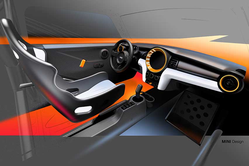 Mini Electric Pacesetter inspired by JCW Driver's Area