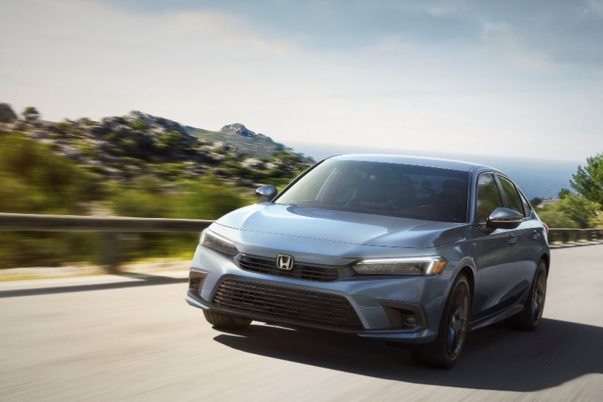 2022 Honda Civic on the road gray front