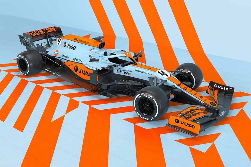 How stunning the McLaren MCL35M looks in Gulf colours!