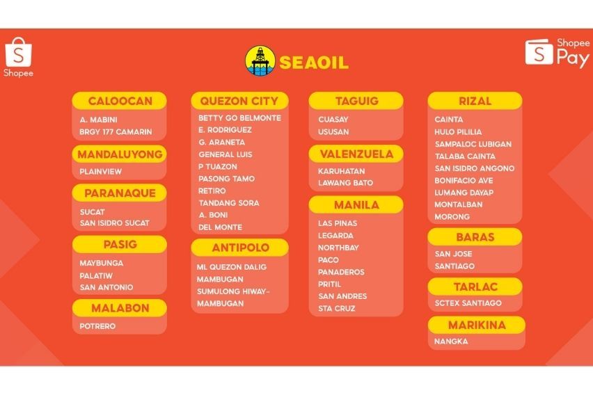 Seaoil Stations with ShopeePay