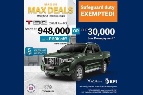 Maxus PH, BPI offer flexible financing deals this month