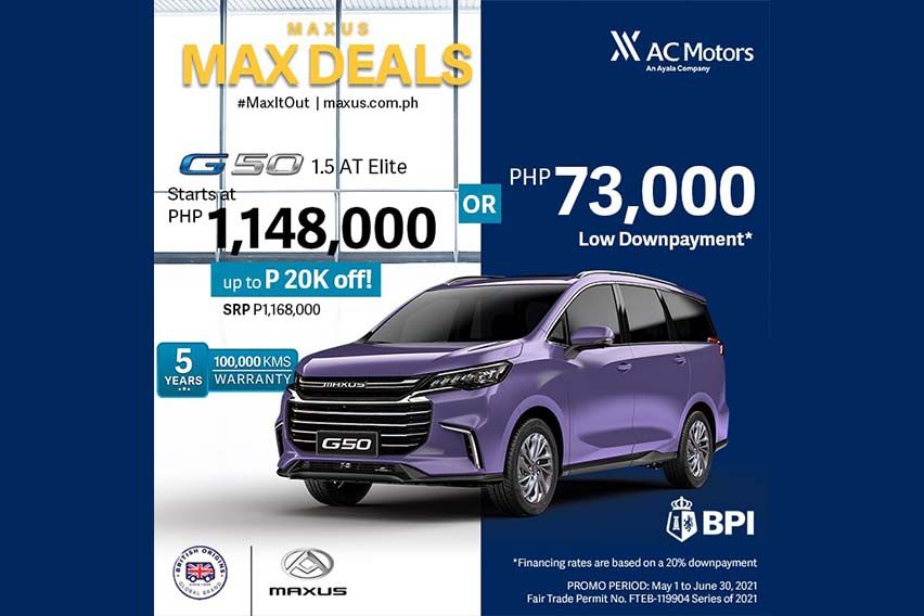 Maxus PH, BPI offer flexible financing deals this month