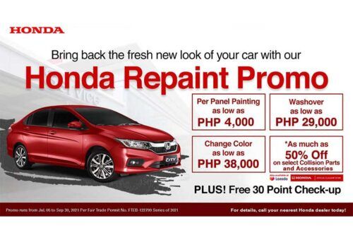 Get your Honda repainted for as low as P4,000