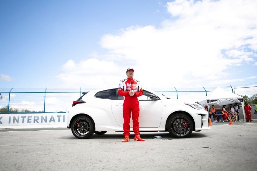 Toyota Motor Philippines President Atsuhiro Okamoto with Toyota GR Yaris