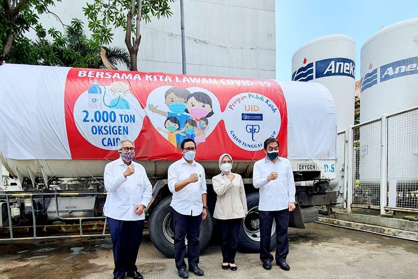 Gajah Tunggal Group-Yayasan UID Salurkan 2.000 ton Oksigen Cair ke Kemenkes