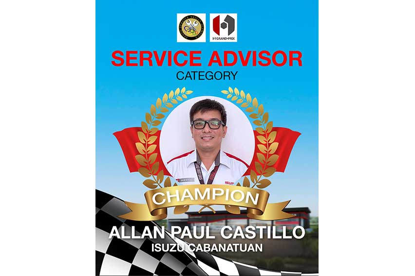 16th Isuzu Service Skills Olympics (ISSO) Service Advisor Category Champion Allan Paul Castillo of Isuzu Cabanatuan