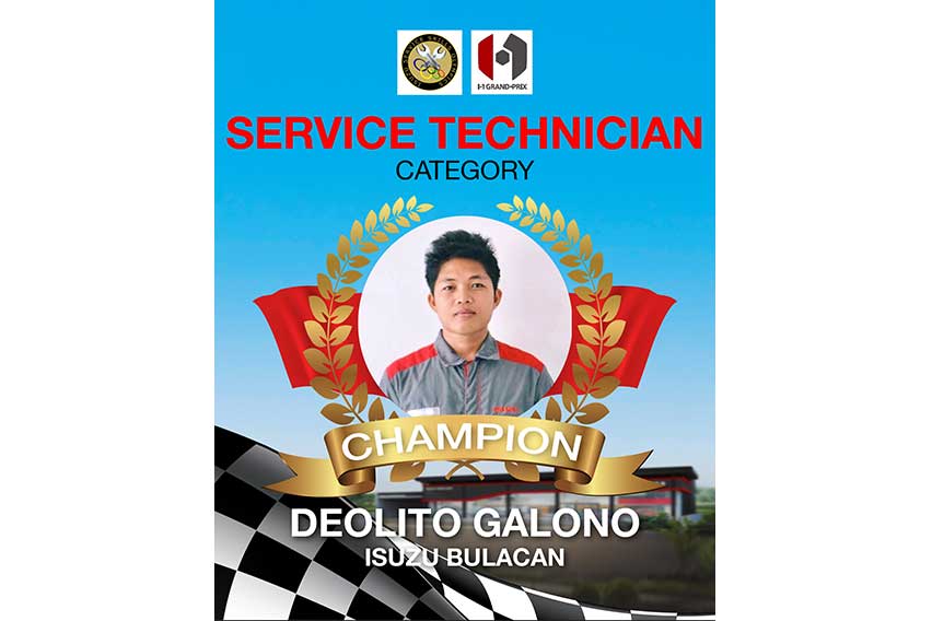 16th Isuzu Service Skills Olympics (ISSO) Service Technician Category Champion Deolito Galono of Isuzu Bulacan